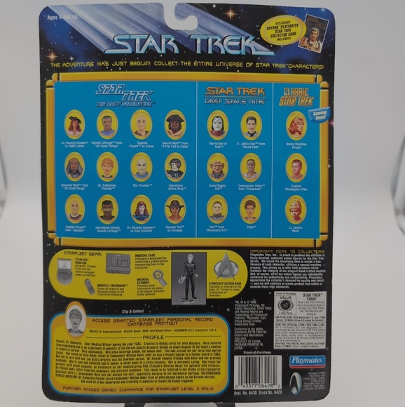 Dr. Katherine Pulaski Action Figure Star Trek Playmates with Skybox Card TNG - Picture 2 of 2